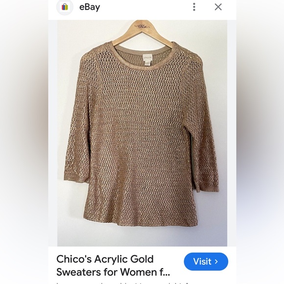 Chico’s loose knit crew neckline sweater! Copper metallic reflections, Size Med - Picture 7 of 15